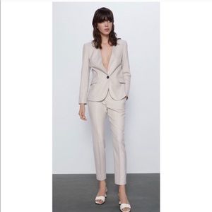 NWT Zara Oatmeal Blazer and Pant Suit Set Co-Ord